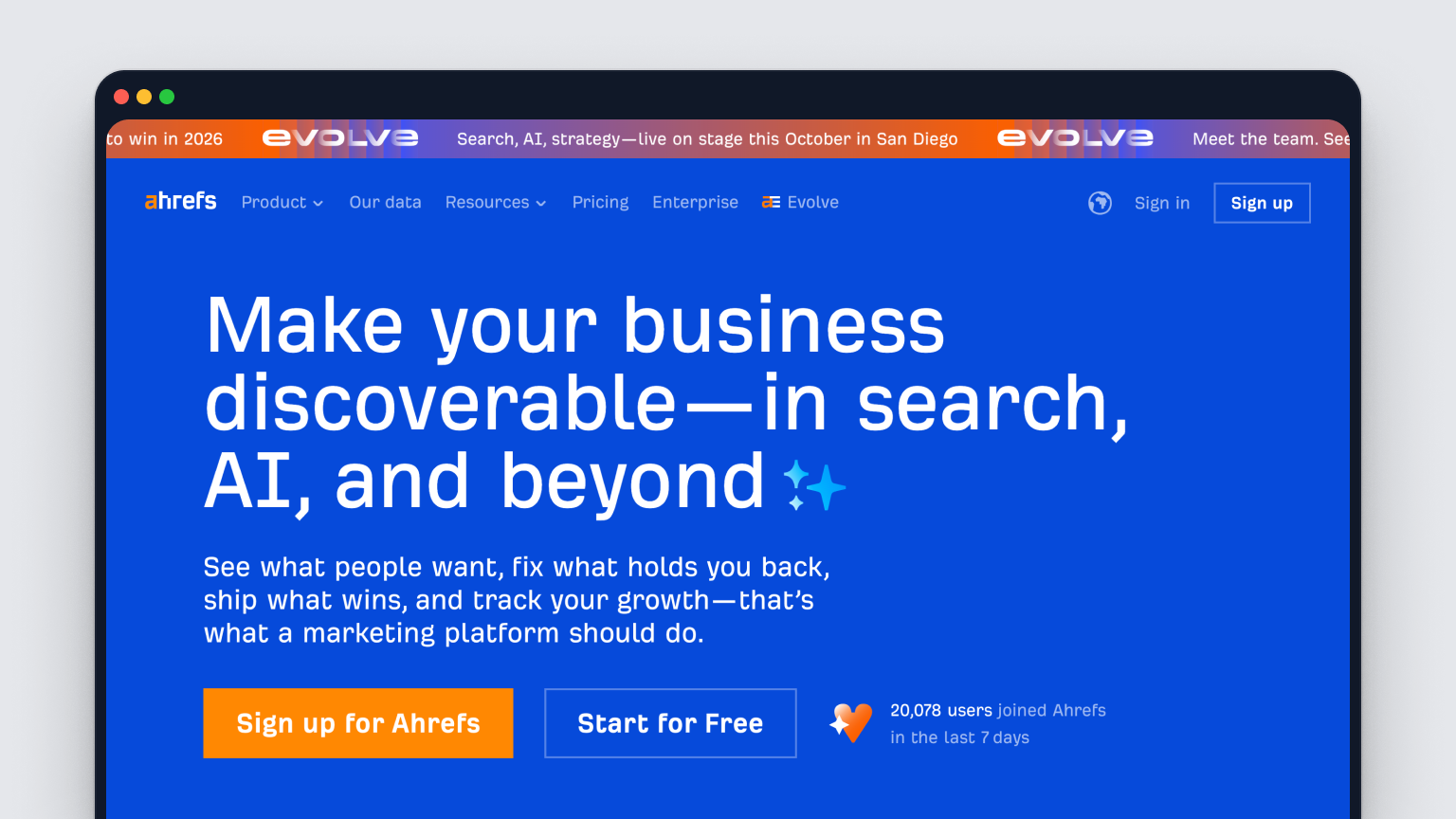 Ahrefs homepage