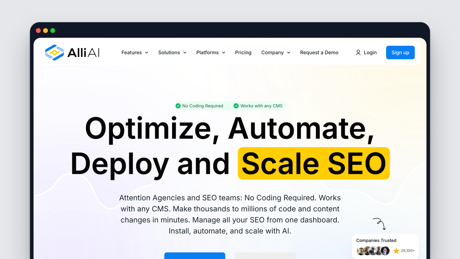 Alli AI homepage