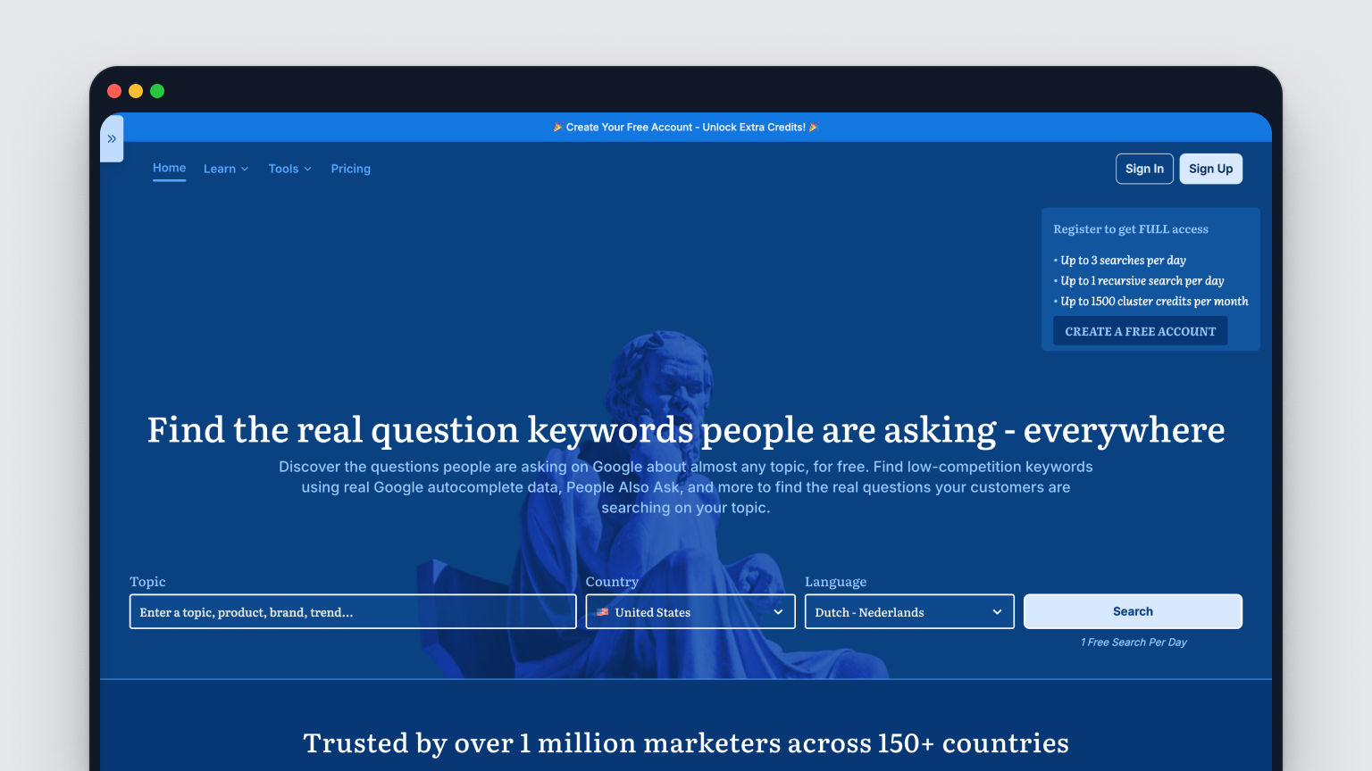 Screenshot of Answer Socrates's homepage