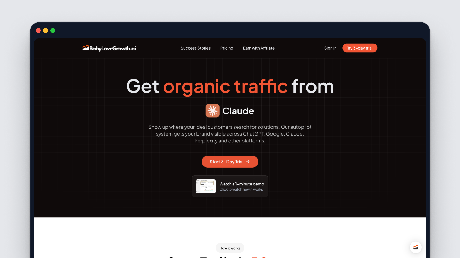 Screenshot of BabyLoveGrowth's homepage