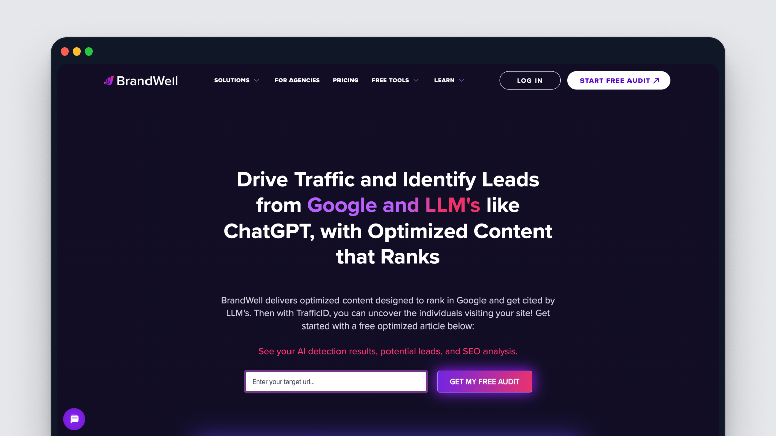 Screenshot of BrandWell's homepage