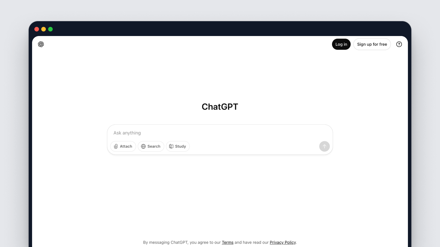 ChatGPT homepage