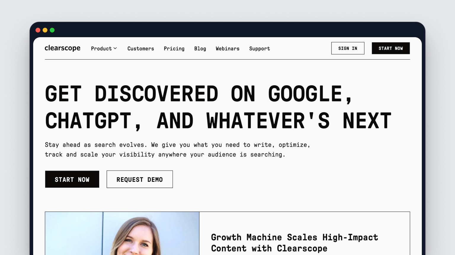 Clearscope homepage