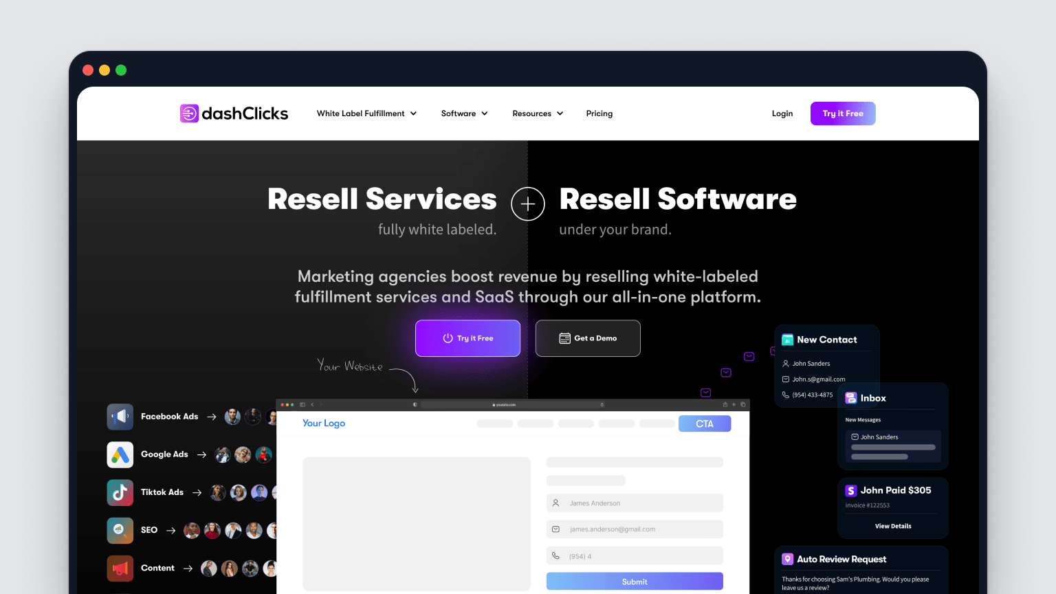 DashClicks homepage