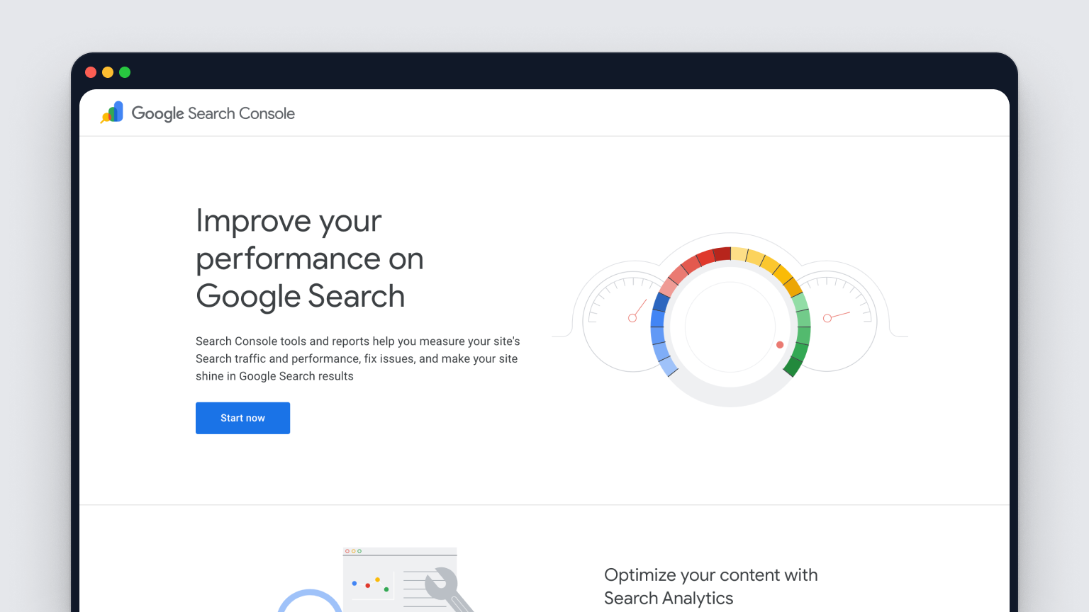 Google Search Console homepage