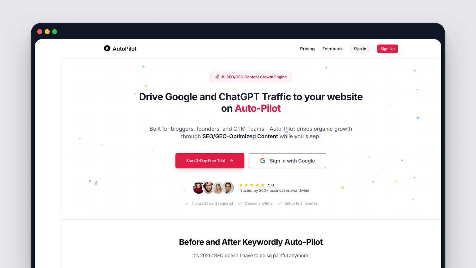 Screenshot of Keywordly's Auto-Pilot