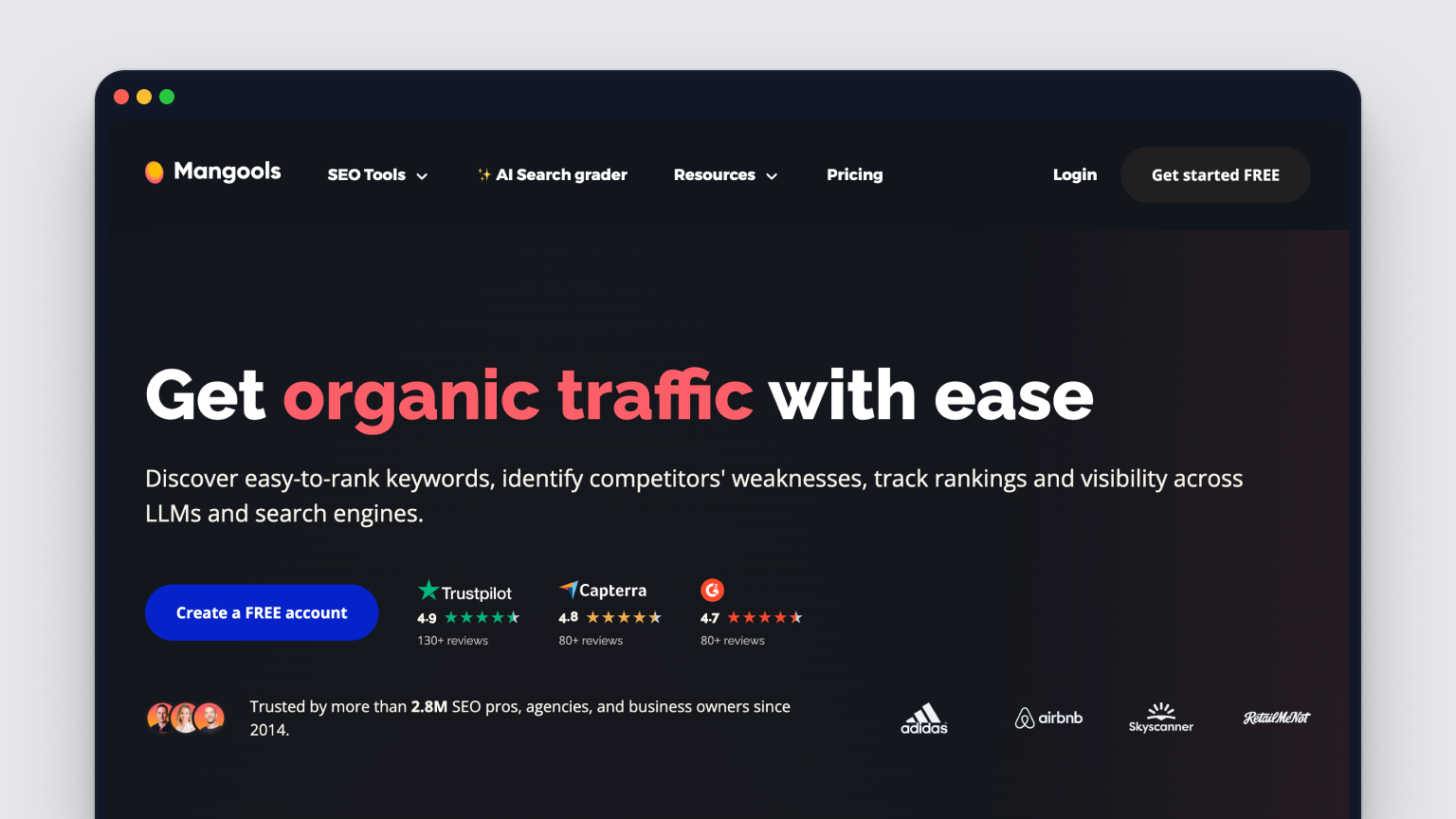 Mangools homepage