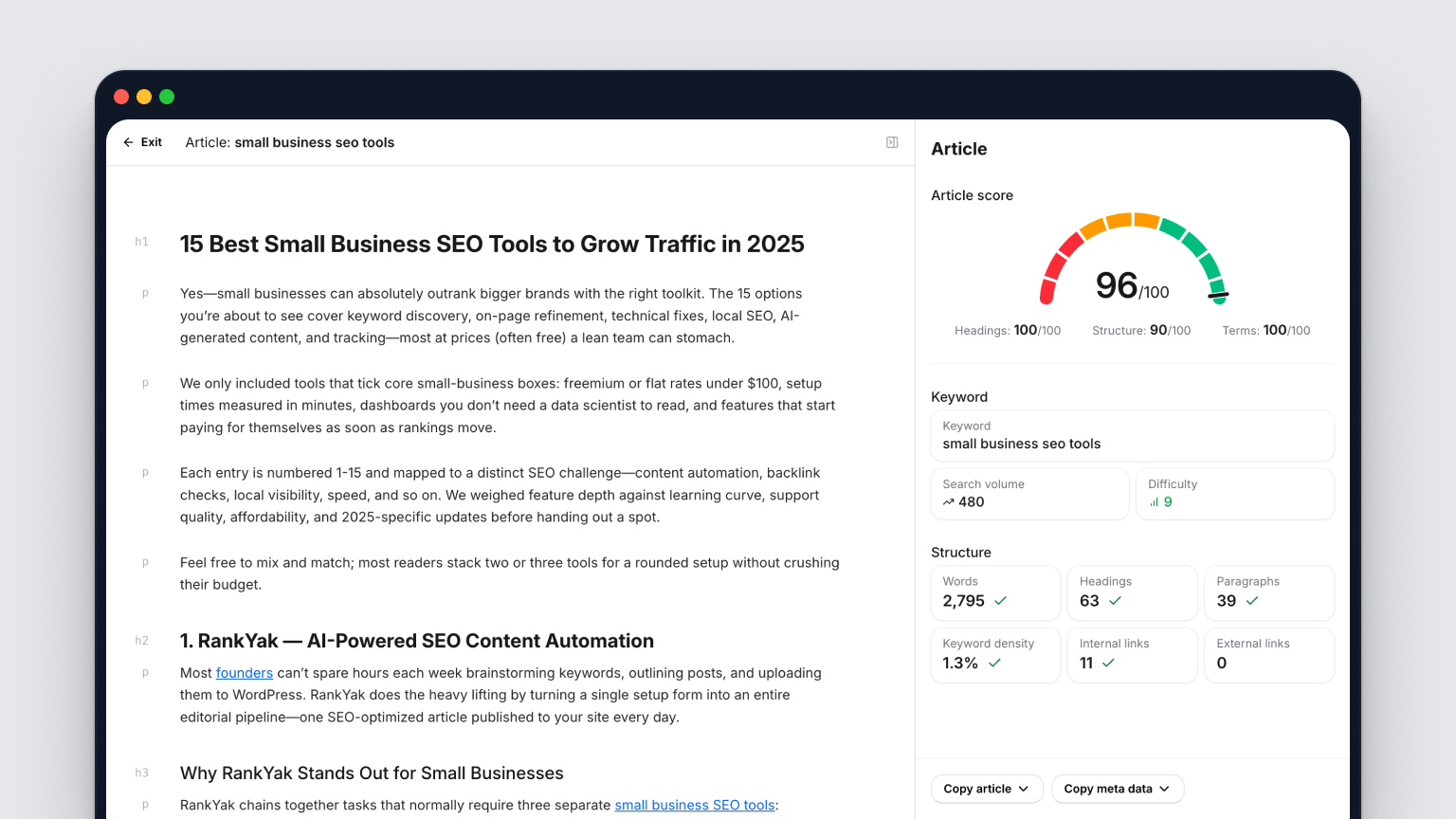 RankYak SEO article