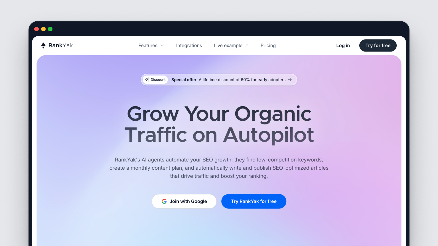 RankYak homepage