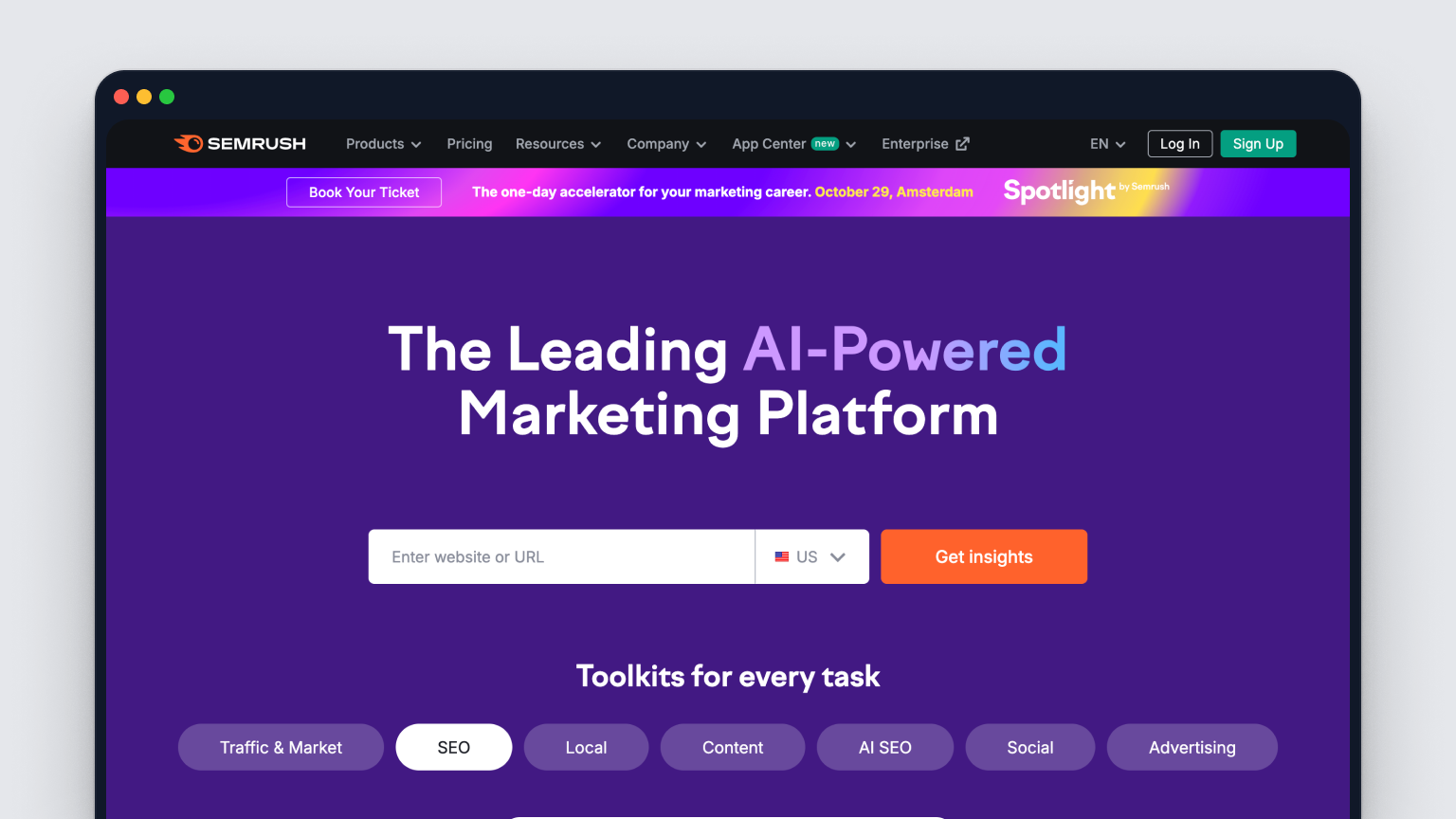 Semrush homepage