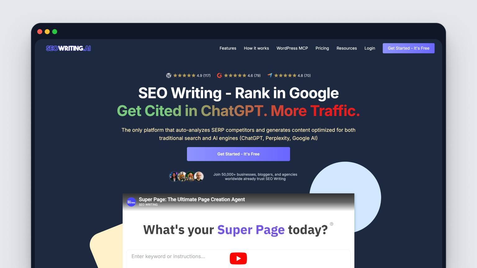 Screenshot of SEOwriting.ai's homepage