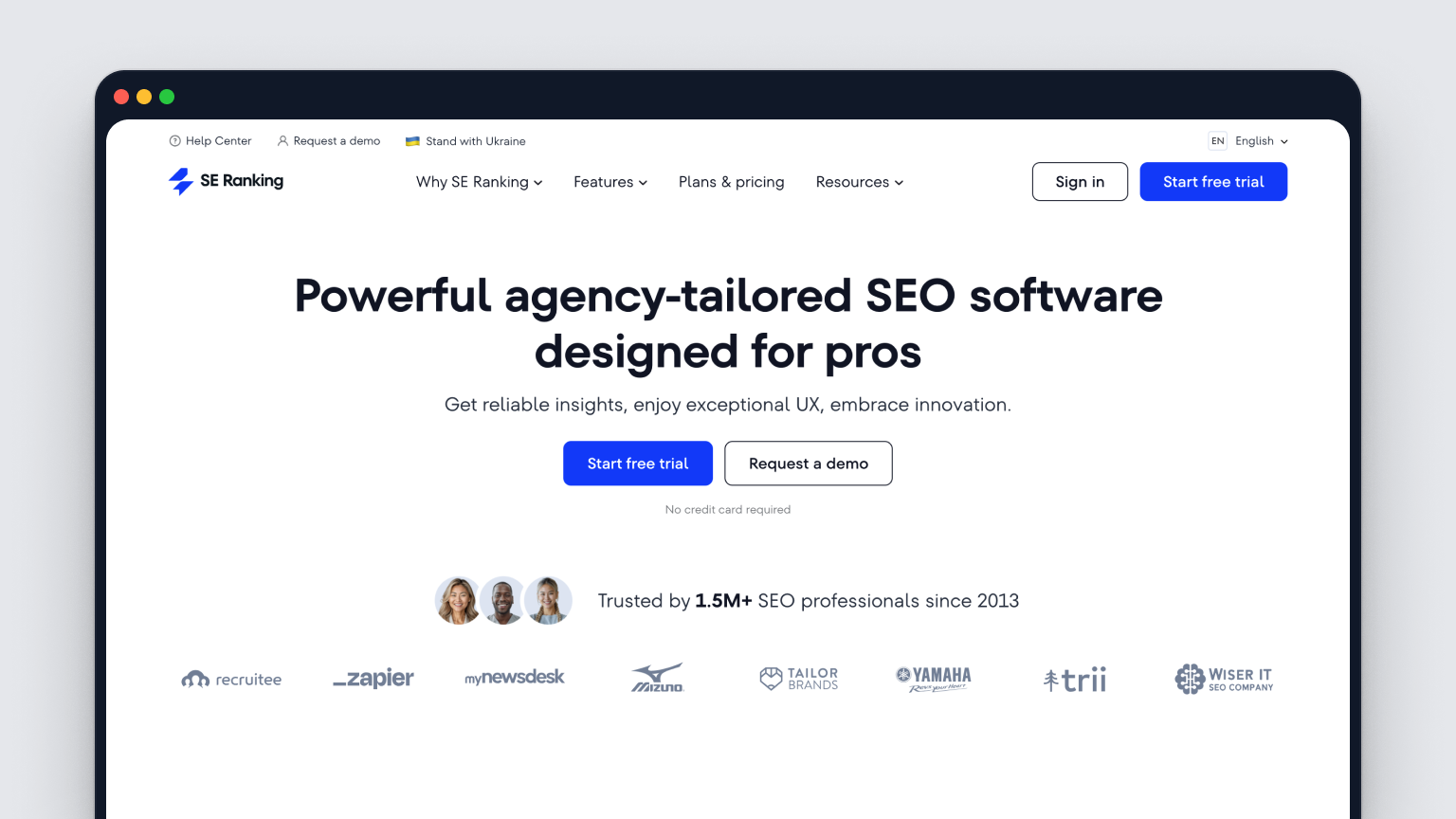 SE Ranking homepage