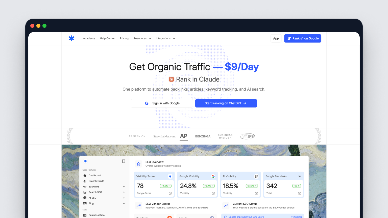 Screenshot of Soogle's homepage