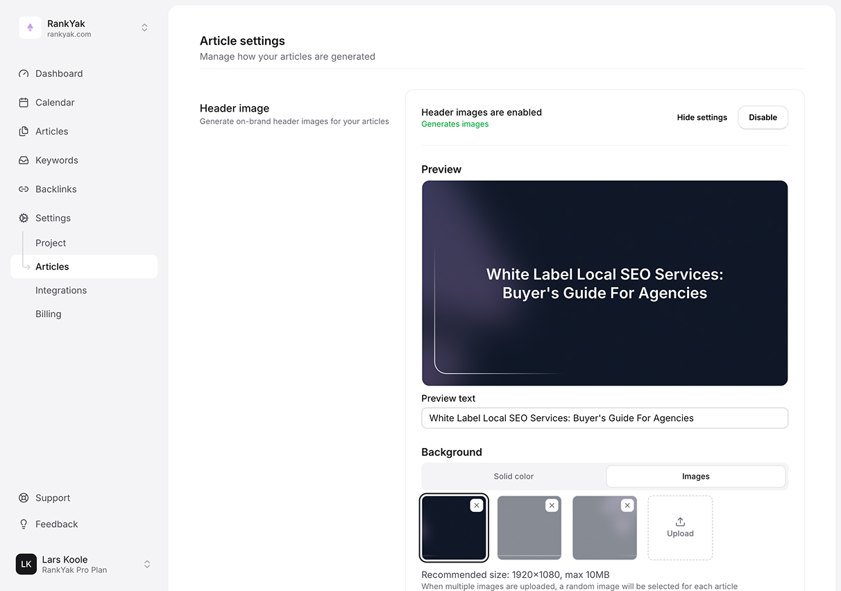 On-brand header images