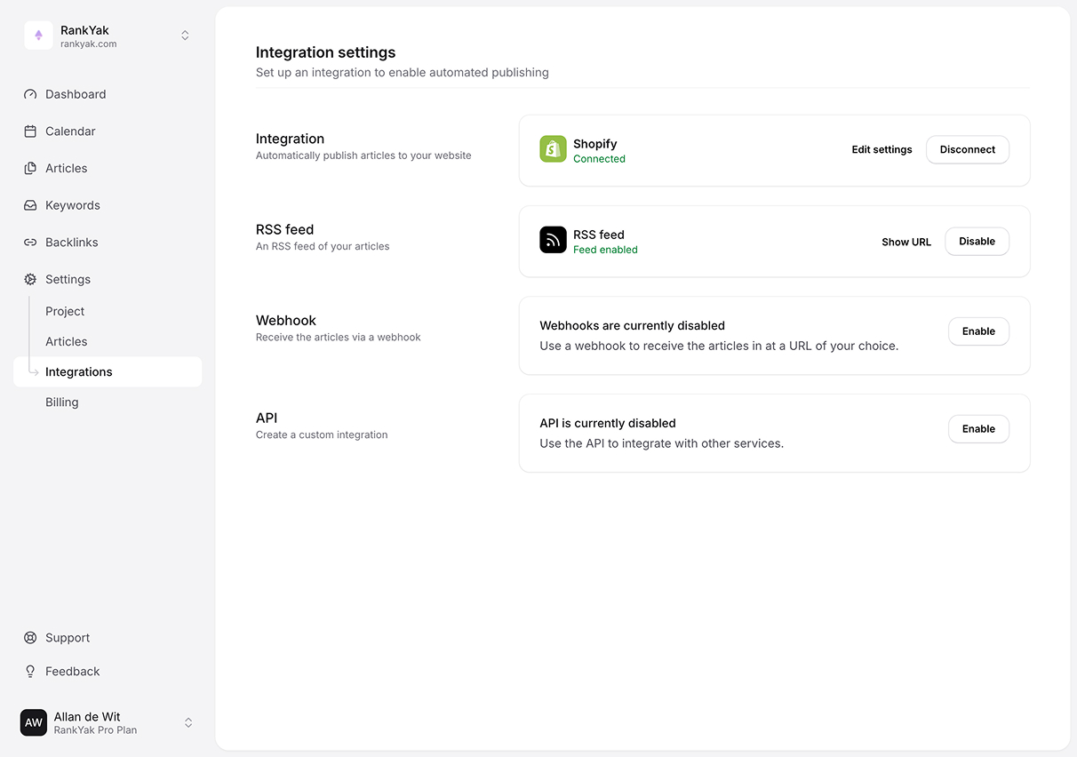 Easy website integrations