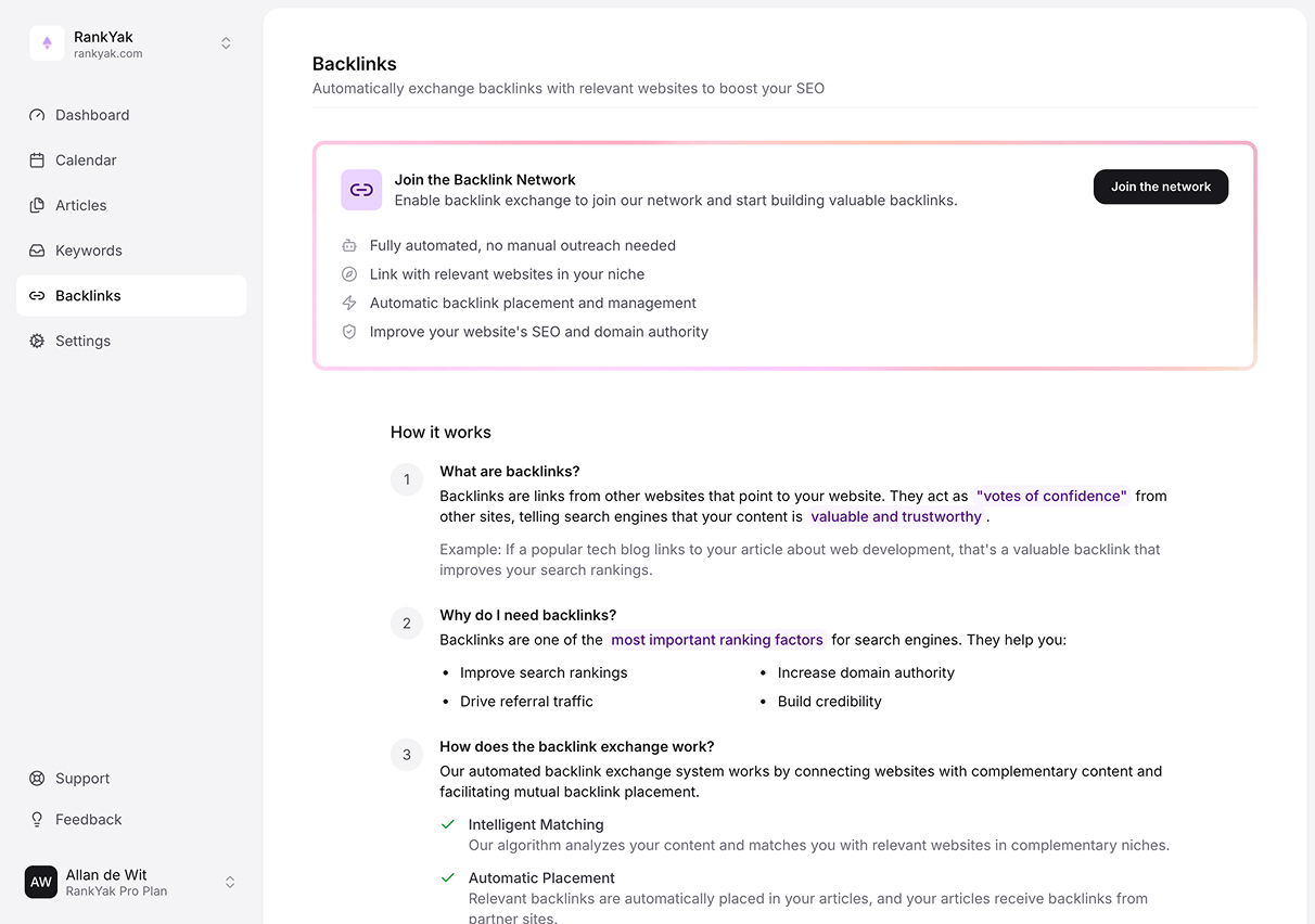 Sign up and connect to the network